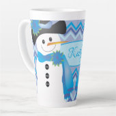 Blauwe Sneeuwman Art Latte Mok (Linkerhoek)