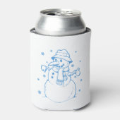 Blauwe sneeuwman blikjeskoeler (Blikje Voorkant)