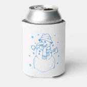 Blauwe sneeuwman blikjeskoeler (Blikje Achterkant)