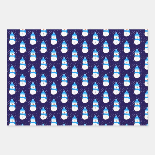 Blauwe sneeuwman in Flurry Inpakpapier Vel (Voorkant 3)