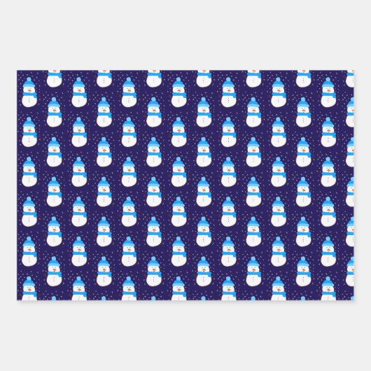 Blauwe sneeuwman in Flurry Inpakpapier Vel (Voorkant 2)