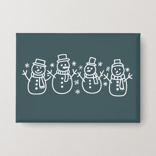 Blauwe Sneeuwman Kerst Vakantie Winter Festief Ker Button (Voorkant)