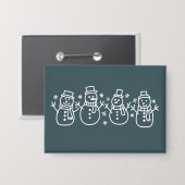 Blauwe Sneeuwman Kerst Vakantie Winter Festief Ker Button (Voorkant / Achterkant)