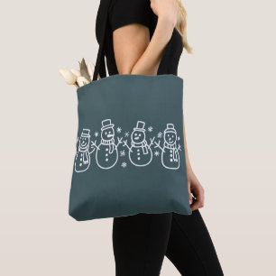 Blauwe Sneeuwman Kerst Vakantie Winter Festief Ker Tote Bag