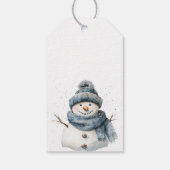 Blauwe Sneeuwman Kerstmis Cadeaulabel (Achterkant)