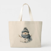 Blauwe Sneeuwman Kerstmis Grote Tote Bag (Achterkant)