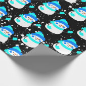 "Blauwe Sneeuwman" Kerstthema Cadeaupapier (Hoek)