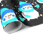 "Blauwe Sneeuwman" Kerstthema Cadeaupapier (Rol Hoek)