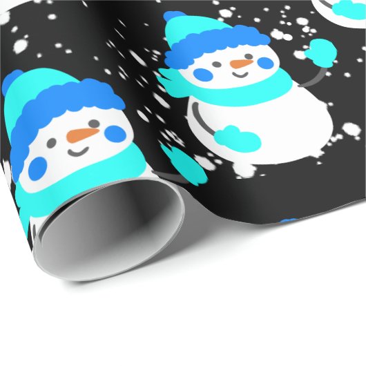 "Blauwe Sneeuwman" Kerstthema Cadeaupapier (Rol Hoek)