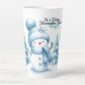 Blauwe Sneeuwman Marshmallow Wereld Latte Mok (Voorkant)