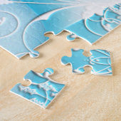 Blauwe sneeuwman met zwart Pet en wortelneus Legpuzzel (Zijkant)