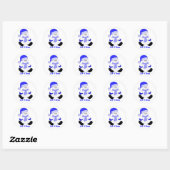 Blauwe Sneeuwman Ronde Sticker (Vel)