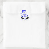 Blauwe Sneeuwman Ronde Sticker (Tas)