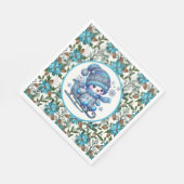 Blauwe Sneeuwman Servet (Hoek)
