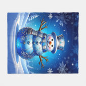 Blauwe Sneeuwman Sneeuwvlokken Fleece Deken (Voorkant (Horizontaal))