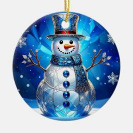 Blauwe Sneeuwman Sneeuwvlokken Kerst Ornament