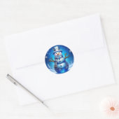 Blauwe Sneeuwman Sneeuwvlokken Vakantie Sticker (Envelop)