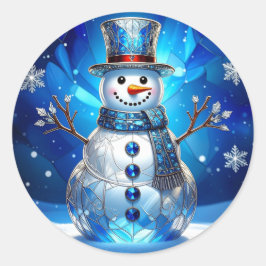 Blauwe Sneeuwman Sneeuwvlokken Vakantie Sticker