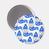 Blauwe sneeuwmannen sjaals magneet (Voorkant / Achterkant)