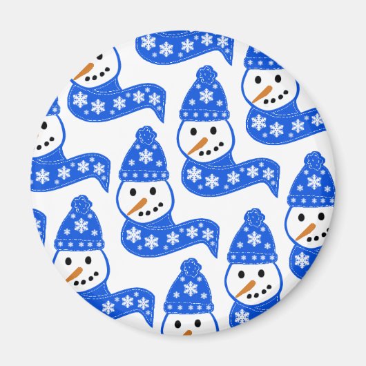 Blauwe sneeuwmannen sjaals magneet (Voorkant)