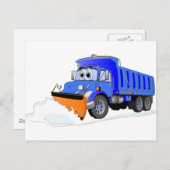Blauwe sneeuwploeg Cartoon dump truck Briefkaart (Voorkant / Achterkant)