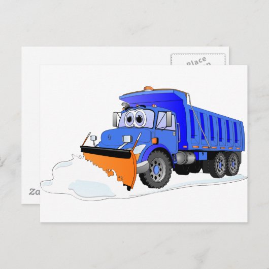 Blauwe sneeuwploeg Cartoon dump truck Briefkaart (Voorkant / Achterkant)