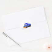Blauwe sneeuwploeg Cartoon dump truck Ronde Sticker (Envelop)