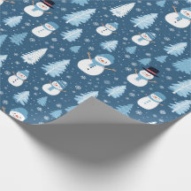 Blauwe sneeuwpop Kerstmis cadeau inpakpapier