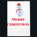 Blauwe sneeuwpop Kerstmis vrolijk Kerstmis voeg na Kalender<br><div class="desc">Ontwerp van sjabloon aanpassen</div>