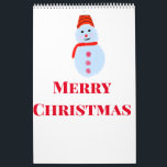 Blauwe sneeuwpop Kerstmis vrolijk Kerstmis voeg na Kalender<br><div class="desc">Ontwerp van sjabloon aanpassen</div>