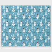 Blauwe sneeuwpoppen kerstboom Kinder patrooncadeau Cadeaupapier (Vlak)