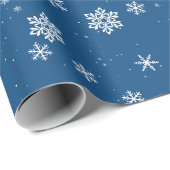 Blauwe sneeuwsneeuwwinterkerstFeestdagen Cadeaupapier (Rol Hoek)