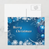 Blauwe sneeuwstars Balls - Merry Kerstmis Feestdagenkaart (Voorkant / Achterkant)