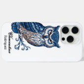 Blauwe sneeuwuil houtsnijwerk Case-Mate iPhone case (Achterkant (horizontaal))