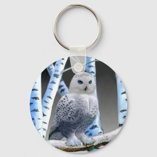 Blauwe sneeuwuil sleutelhanger (Voorkant)