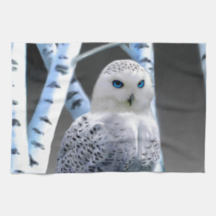 Blauwe sneeuwuil theedoek