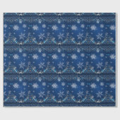 Blauwe Sneeuwval Kerstverpakking Cadeaupapier (Vlak)