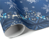 Blauwe Sneeuwval Kerstverpakking Cadeaupapier (Rol Hoek)