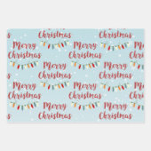 Blauwe sneeuwval met kerst, Beer en bomen Inpakpapier Vel (Voorkant 3)