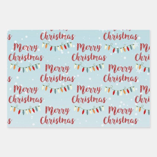 Blauwe sneeuwval met kerst, Beer en bomen Inpakpapier Vel (Voorkant 3)