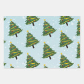 Blauwe sneeuwval met kerst, Beer en bomen Inpakpapier Vel (Voorkant 2)