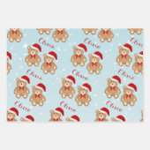 Blauwe sneeuwval met kerst, Beer en bomen Inpakpapier Vel (Voorkant)