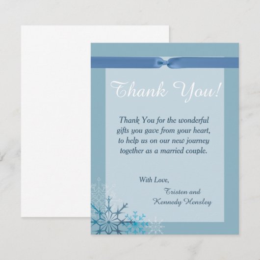 Blauwe Sneeuwvlok 4x5 Platte Trouw Huwelijkskaart Kaart (Voorkant / Achterkant)