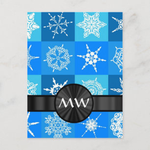 Blauwe sneeuwvlok abstract patroon briefkaart