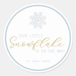 Blauwe Sneeuwvlok Baby Shower Favor Sticker