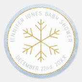 Blauwe Sneeuwvlok Baby Shower Favor Sticker (Voorkant)