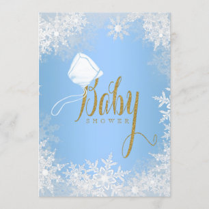 Blauwe Sneeuwvlok Baby Shower Kaart