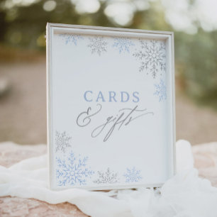 Blauwe Sneeuwvlok Baby Shower Kaarten en Cadeaus B Poster