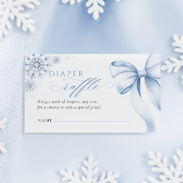 Blauwe Sneeuwvlok Baby Shower Luier Raffle Informatiekaartje