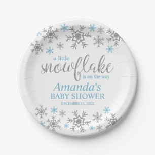 Blauwe Sneeuwvlok Baby Shower Papieren Borden Bordje